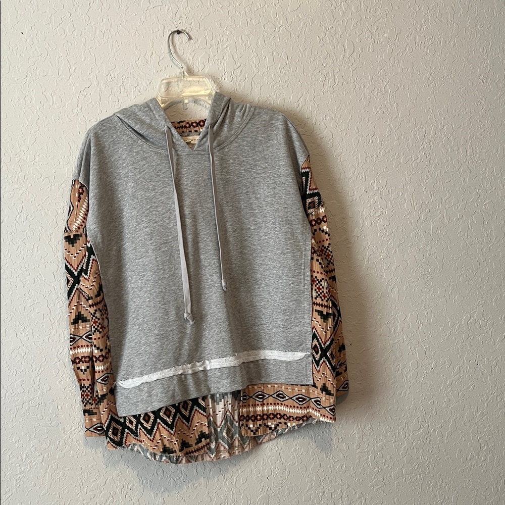 Gilded Intent Gray and Tan Patterned Woman’s Hoodie